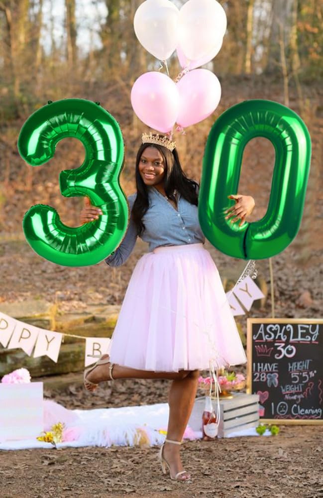 Number Balloon 40 Inch Number 7 Jumbo Dark Green Seven Birthday Decorations, 7 17 27 70 Year Old Balloon, Mylar Foil Balloon Num