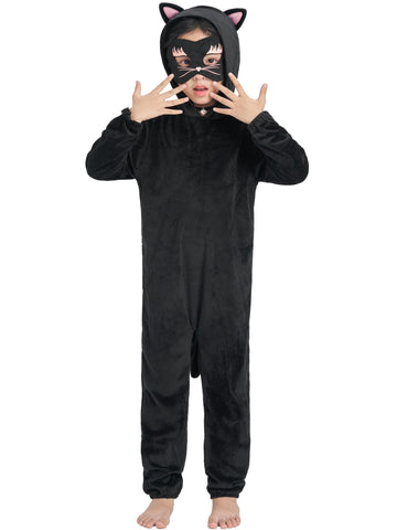 Ikali Cat Costume For Girls, Kids Toddlers Black Cat Costume With Eye Mask, Choker And Tail 8-10 Years