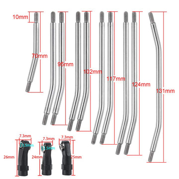 RCLions Stainless Steel Link Rod Linkage 313mm Wheelbase for Axial SCX10 II 90046 1/10 Crawler Car Upgrade Parts