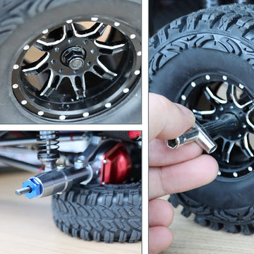 GLOBACT Aluminum 12mm Hex hub Wheel hex hub Adaptor with M4 Nut and Cross Wrenches for 1/10 trx4 Axial Redcat ARRMA Granite Volt