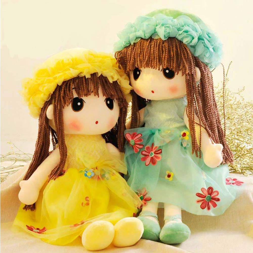 Tvoip Tulle Skirt Princess Plush Toy Phial Dolls Children Girls Doll Cute Little Girl Dolls, 18 Inch (Green)