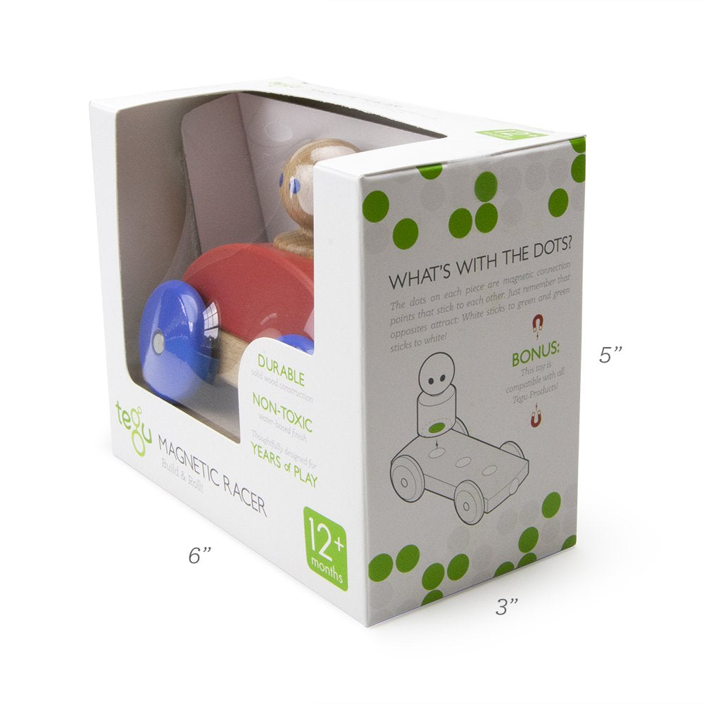 3 Piece Tegu Magnetic Racer Building Block Set, Poppy Big Top