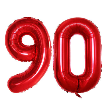 Goer Number 90 Balloons For 90Th Birthday Party Decorations,42 Inch Jumbo Foil Helium Balloons For 90Th Anniversary (Red)