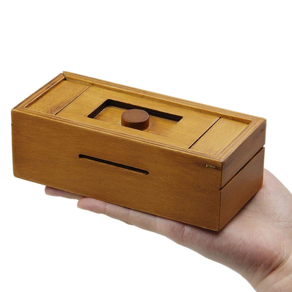 Atdawn Puzzle Gift Case Box With Secret Compartments, Wooden Money Box To Challenge Puzzles Brain Teasers For Adults