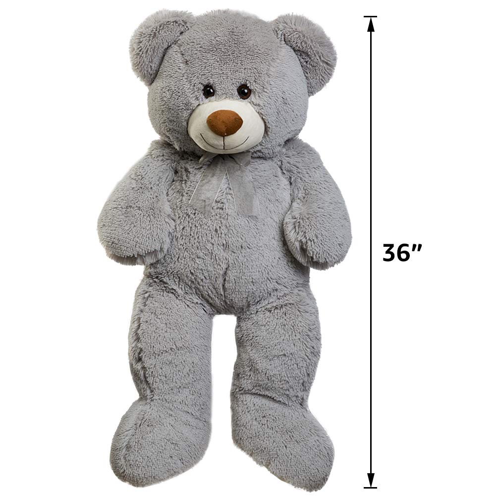 Hollyhome Big Teddy Bear Large Teddy Bear Stuffed Animal Birthday Valentines Day Plush For Kids And Girlfriend 36 Inch Gray