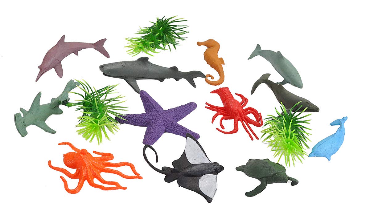 Wild Republic Mini Ocean Polybag, Kids Gifts, Aquatic Toys, Educational Toys, Reusable Bag, 12-Pieces