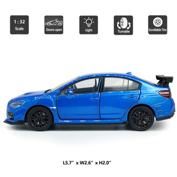 2016 Impreza WRX STI S207 Diecast Model Cars Racing Sports Toy Car 1/32 Scale Metal Childrens Die-cast Vehicles with Light, 4 Do