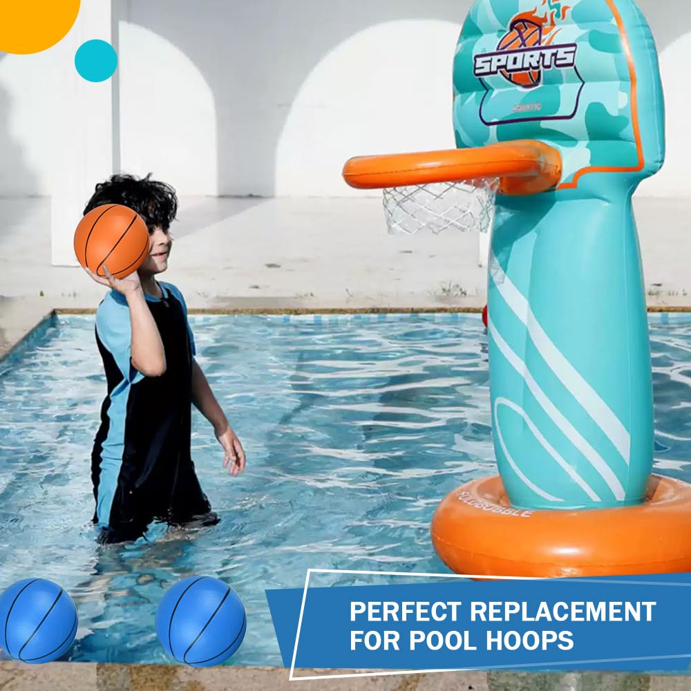 Dilabnba 6 Inches Mini Basketball Toy Set For Kids (Deflated/Pump Included) Over The Door Mini Hoop Basketball Replacements For Kids Teenagers For Pool, Indoors, Outdoors (Blue)