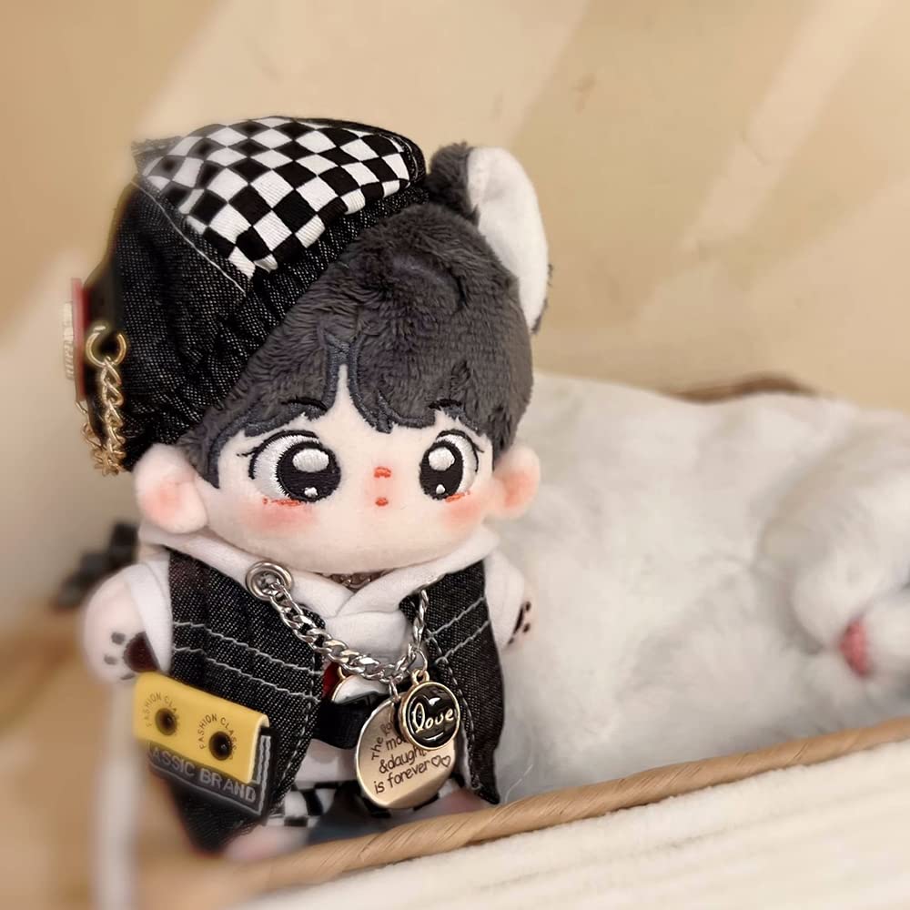 Niannyyhouse 10Cm Plush Doll Clothes Black And White Suits Beret Vests Hoodie Pants Doll Accessories Dress Up