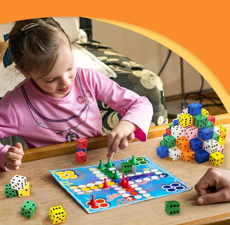 80PCS Foam Dice Set Small Colorful Dices with Number Dots for Math Game Building Toys Classroom Educational Toy Entertainment fo