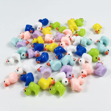 EMiEN 49PCS 7 Colors Tiny Mini Ducks Miniature Ornament for DIY Dollhouse Decoration Fairy Garden Plant Nice Decoration Accessories for Desk Cabinet Kids Room Christmas/Birthday Gift