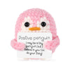 Boxob Positive Penguin Doll, 2.6 Inch Funny Potato Knitted Penguin Toy With Positive Card Woolen Cute Positive Penguin Crochet Plushies Cheer Up Gift For Friends Encouragement Decoration