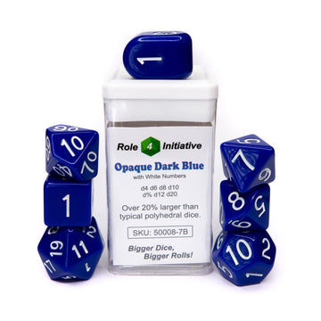 R4I Dice w/Arch'd4: Opaque - Dark Blue w/White (7)