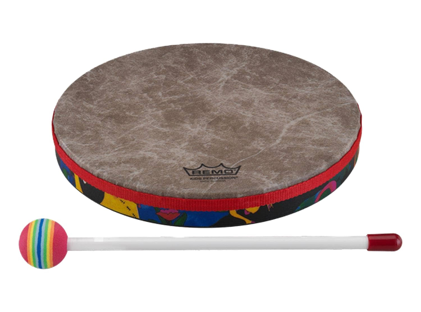Remo Drum, Kids Percussion®, Hand Drum, 8' Diameter, 1.25' Depth, Fabric Rain Forest