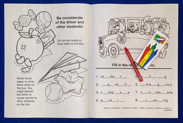 ZOCO - School Bus Safety & Rules Coloring & Activity Books (25 Bulk Pack, with Crayons) - Bus Driver Gift & Handout for Kids