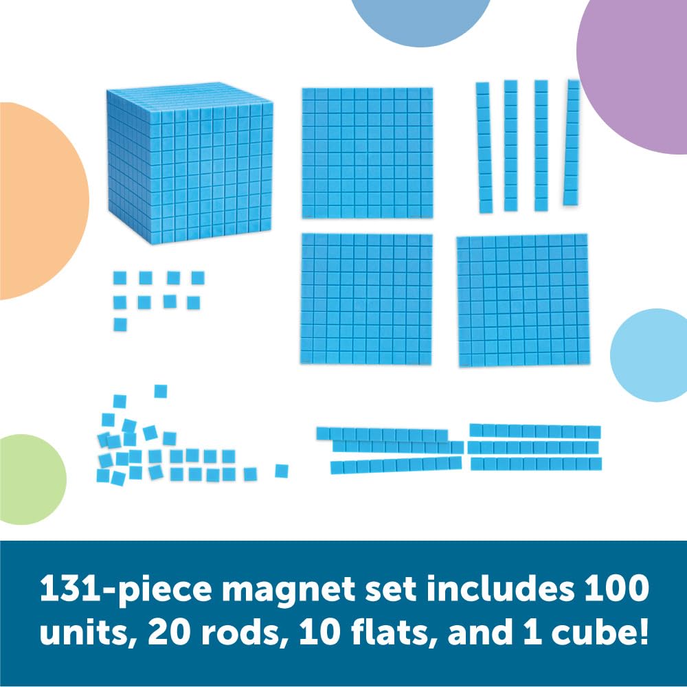 Learning Resources Giant Magnetic Base Ten, Magnetic Base Ten, Use With Magnetic Surfaces Or Whiteboards, 131 Piece Set