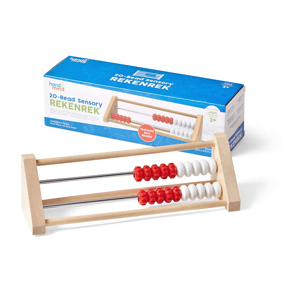 Hand2Mind 20 Bead Wooden Sensory Rekenrek, Abacus For Kids Math, Math Manipulatives Kindergarten, Counting Rack For Kids, Counters For Kids Math, Educational Toys For Elementary Kids (Set Of 1)