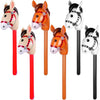 6PCS Inflatable Stick Horse - Pony/Western Cowboy/Horse Baby Shower Birthday Party Decorations Inflatable Horse Head (Red, Brown