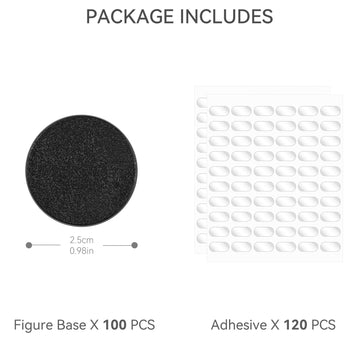 100Pcs Miniature Bases+120Pcs Adhesive, 25Mm Or 0.98Inch Round Black Plastic Model Bases For Gaming Miniatures Collectible War T