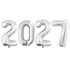 GOER Silver 2027 Foil Number Balloons for 2027 New Year Eve Festival Party Supplies Graduation Decorations (42 Inch)
