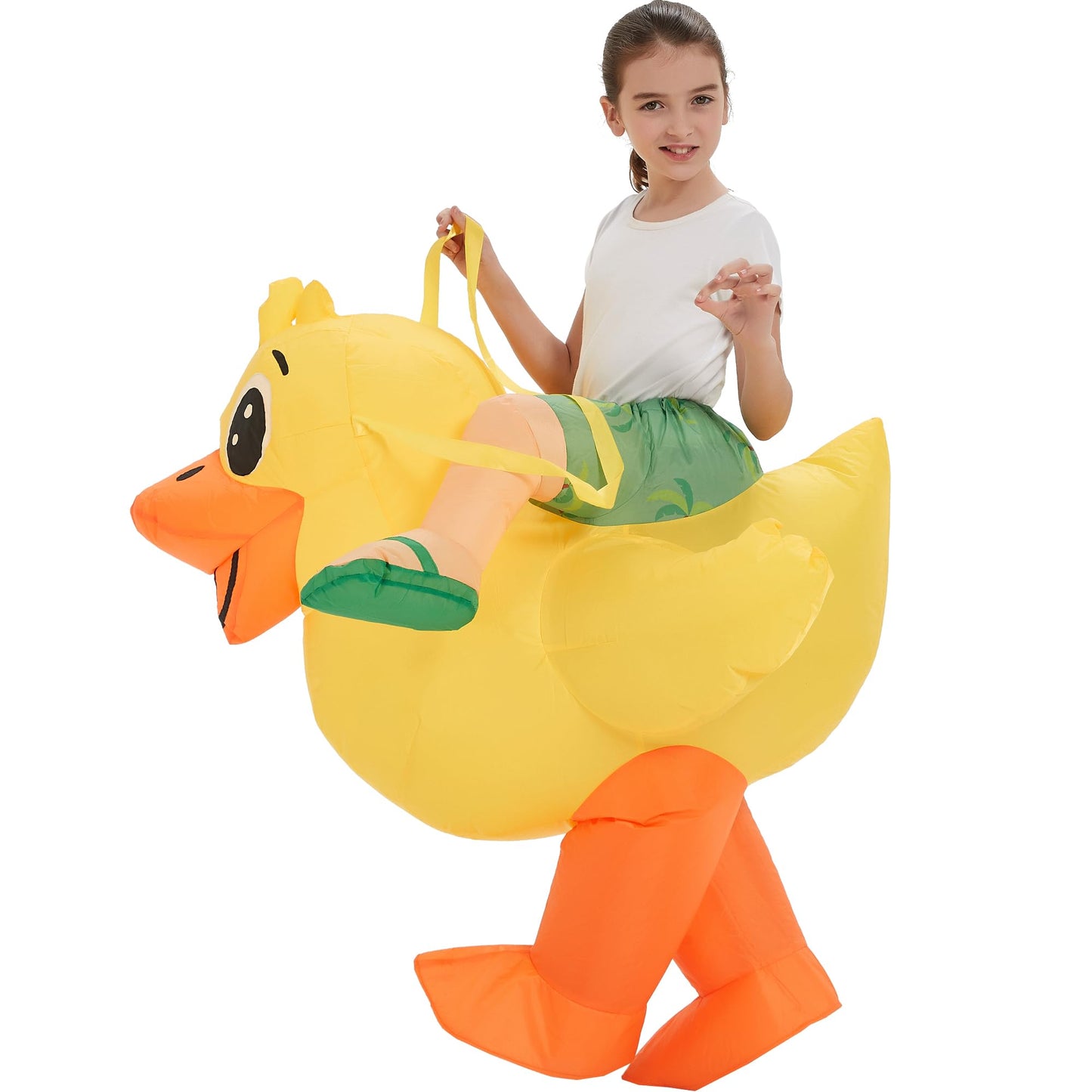 One Casa Inflatable Duck Costume for Kids, Yellow, 7-10YRS, Fun Halloween Party Outfit for Boys and Girls