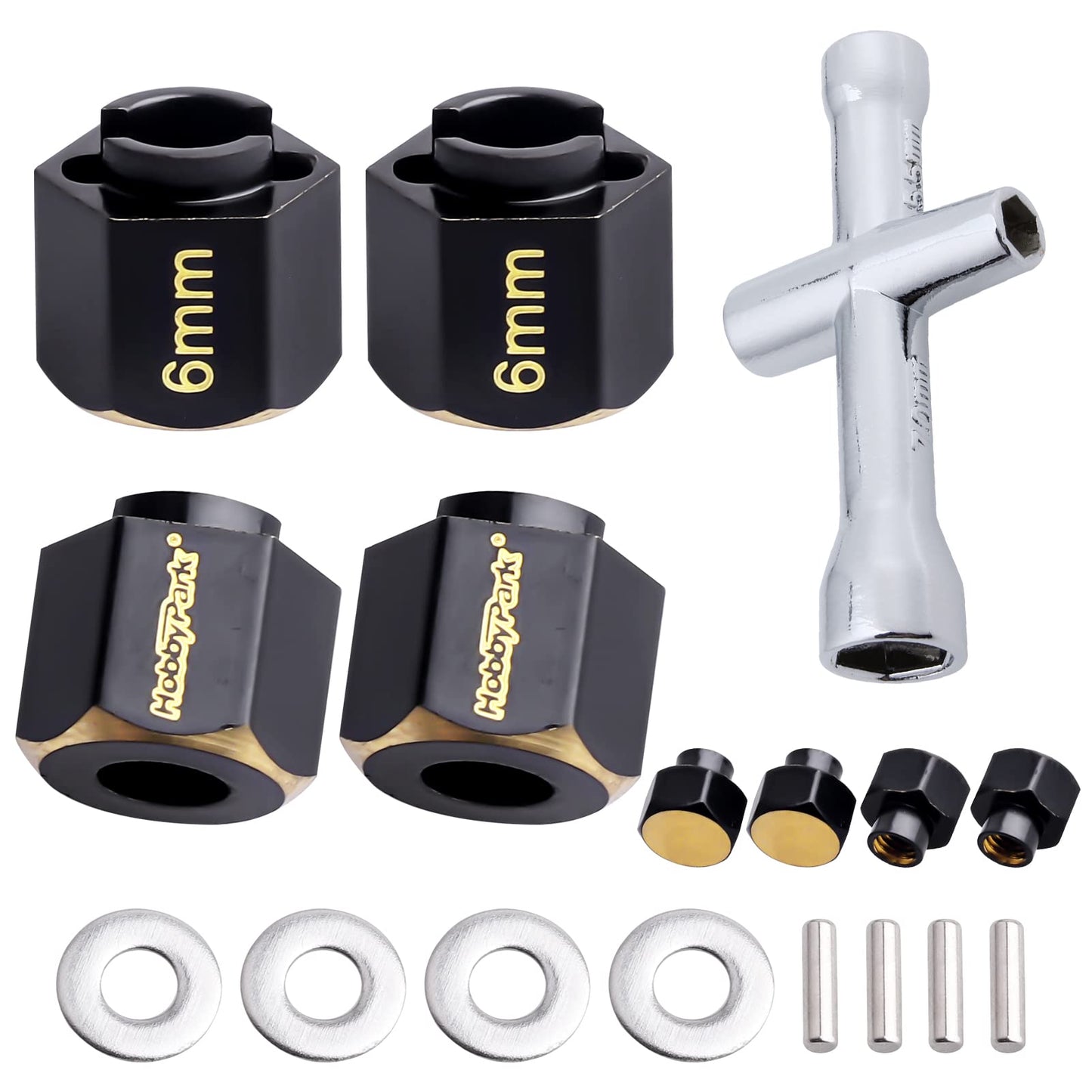 HobbyPark Brass Hex Extension 6mm for TRX4M RC Crawler - Wheel Hex Hubs Extenders & Offset Spacers Replacement of 9750