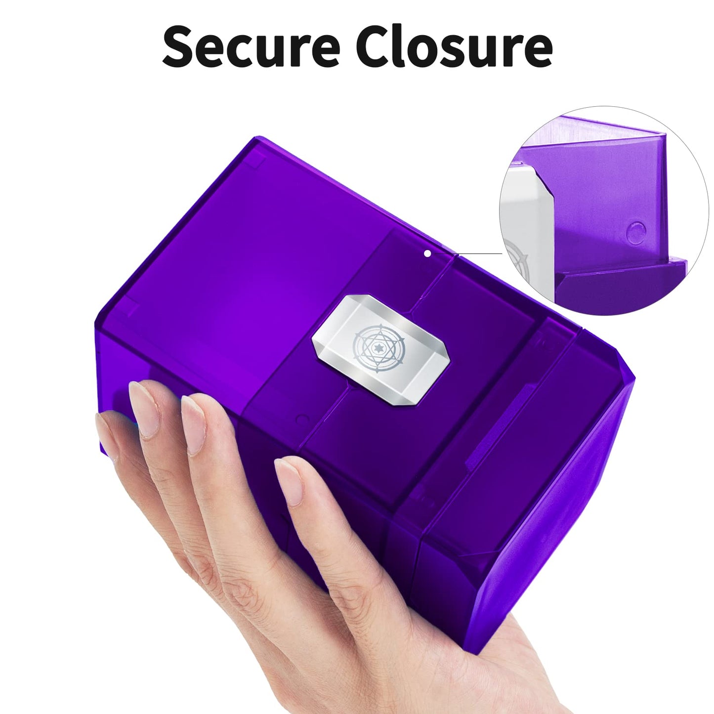 Sooez Deck Card Box for MTG with Dice Storage, 100+ Deck Case Boulder, Perfect Deck Holder for MTG Commander, Purple