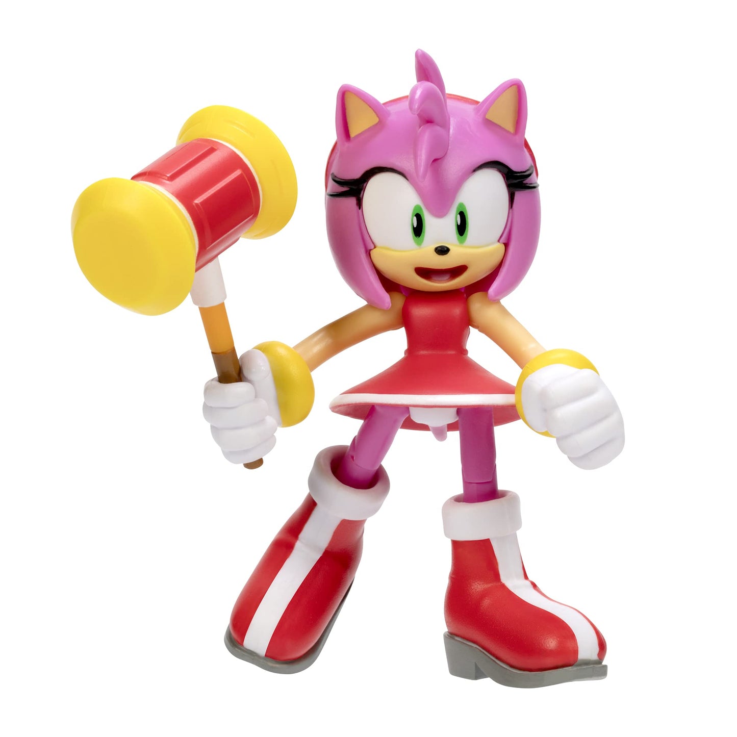 Sonic The Hedgehog 4-Inch Action Figure - Modern Amy with Hammer, Multicolor Collectible Toy