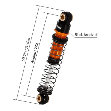 INJORA 45mm Shocks Aluminum Threaded Absorber Oil Damper for FMS FCX24 1/24 RC Crawler Upgrade(Gold)