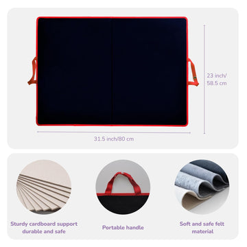 CHEFAN Large Felt Flannel Board 31.5 * 23 in, Foldable Freestanding Felt Story Learning Board for Toddlers, Double-Sided Use for