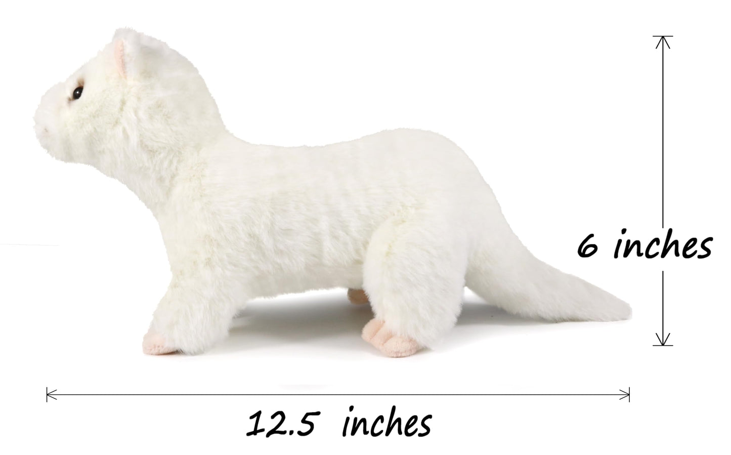 Ice King Bear 12" White Ferret Plush Toy - Soft Polyester Stuffed Animal, Model 6924028