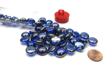 Chessex Manufacturing Chx01176 Glassstonestube - Crystal Dark Blue Iridized Board Gaming Stone - 40 Piece