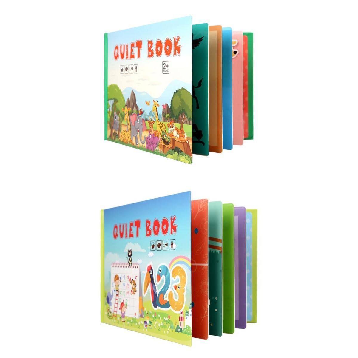 Trendivibe 2Pcs Montessori Quiet Book Early Learning For Children Preschool Kids | Baby Learning Toy | Infant Activity Toy | Sen