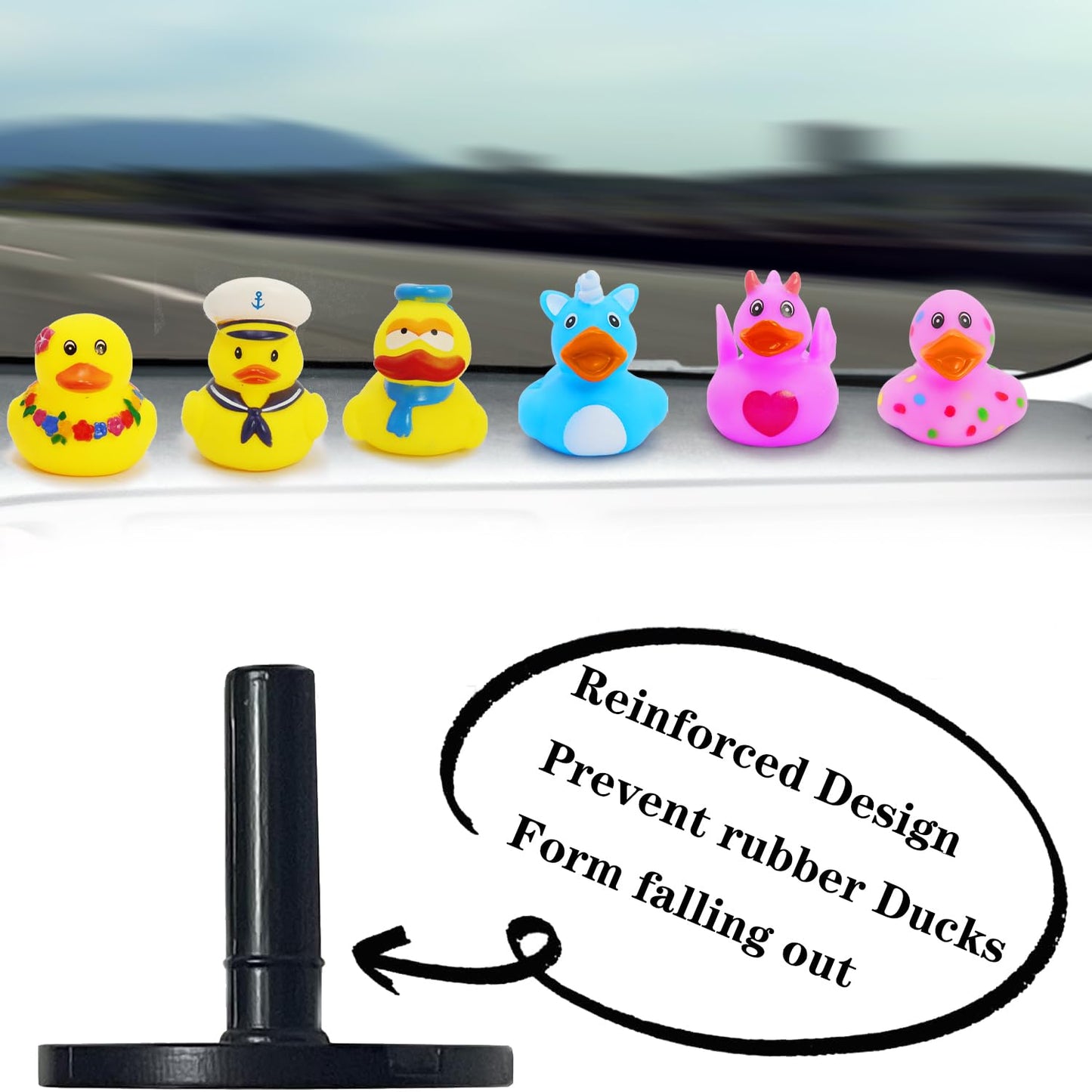 Duck Plug - 12Pcs Plastic Duck Holder Car, Rubber Duck Plug Ducks Display Fixed Mount Duck Holder, Self-Adhesive Duck Holder For