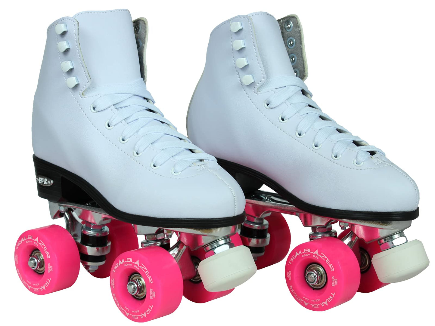 Epic Skates Classic White With Pink Wheels Roller Skates Classwhpnk09