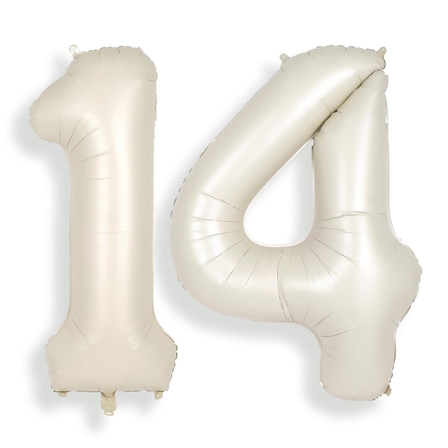 Suwen 40 Inch Cream White Large 14 Number Balloons Big Foil Helium Number Balloons 0-9 Jumbo Happy 14Th Mylar Birthday Party Dec