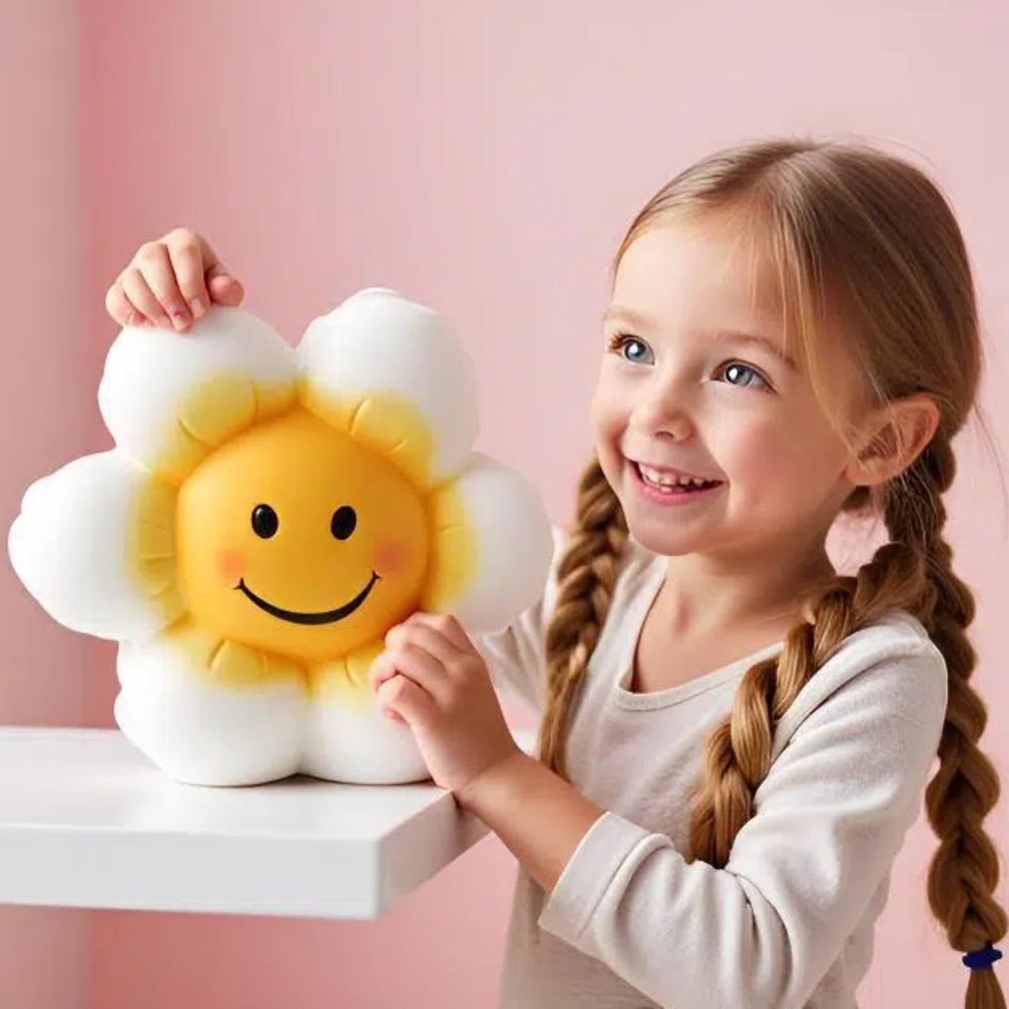 Sobeit Piggy Bank For Girls Boys Kids, Cute Smiley Flower Piggy Bank, 7.87Inch Ceramic Coin Bank Money Bank For Birthdays, Chris