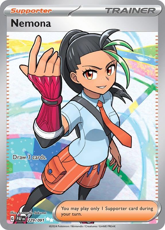 Pokemon - Nemona - Paldean Fates - 229/091 - Full Art - Single Card - Holofoil