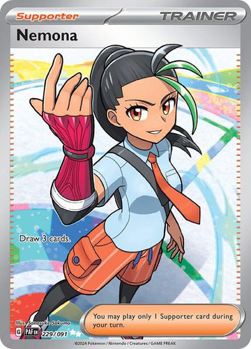 Pokemon - Nemona - Paldean Fates - 229/091 - Full Art - Single Card - Holofoil