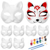 Awleynz 15Pcs Therian Mask with Strap, White Cat Masks to Paint, Blank Masks to Decorate, Paper Masks for Crafts Halloween Masqu