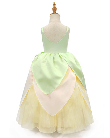 Axaxa Princess Tiana Costume for Girls Princess and the Frog Costume with Accessories 4-5 Years
