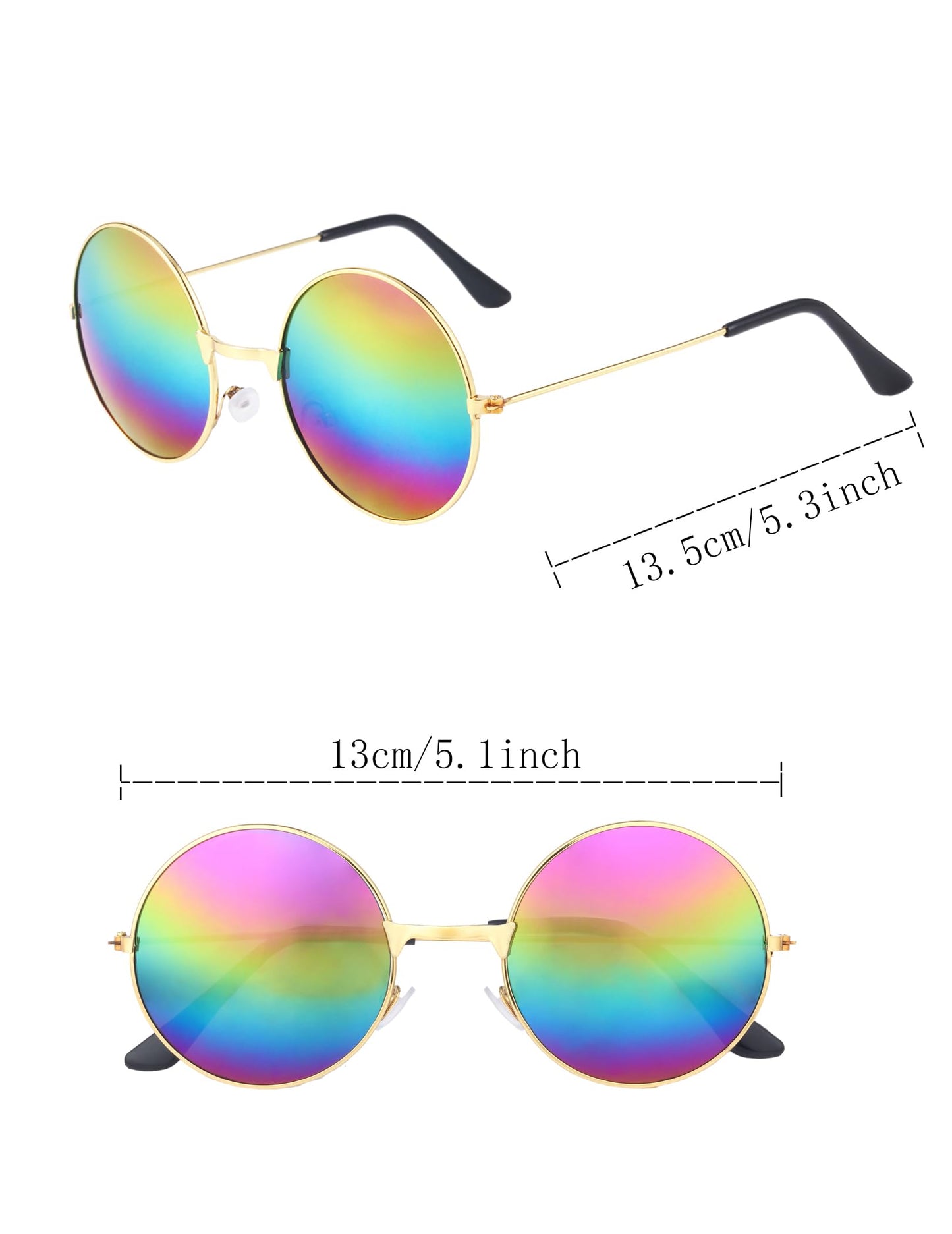 Inrajoper Boys 4 Pcs Hippie Costume Accessories Set 60S 70S Colorful Kids Fun Tie Dye T-Shirt For Theme Party 9-10 Years Rainbow