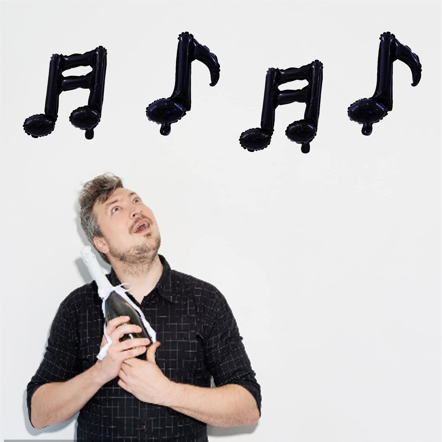 10 Pcs Music Note Black Balloon Mylar Balloon 17 Inch Happy Birthday Balloon Banner Music Balloons Use For Birthday,Birthday Par