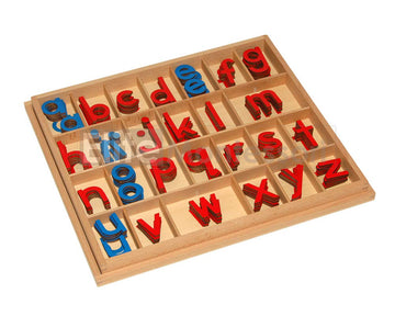 Elite Montessori Wooden Movable Alphabet Set, Red & Blue, 5mm Thick - Preschool Spelling Learning Materials, Medium Size