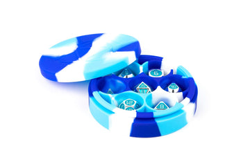 Metallic Dice games LIc922 Silicone Round Dice case - Blue & White & Heather Blue