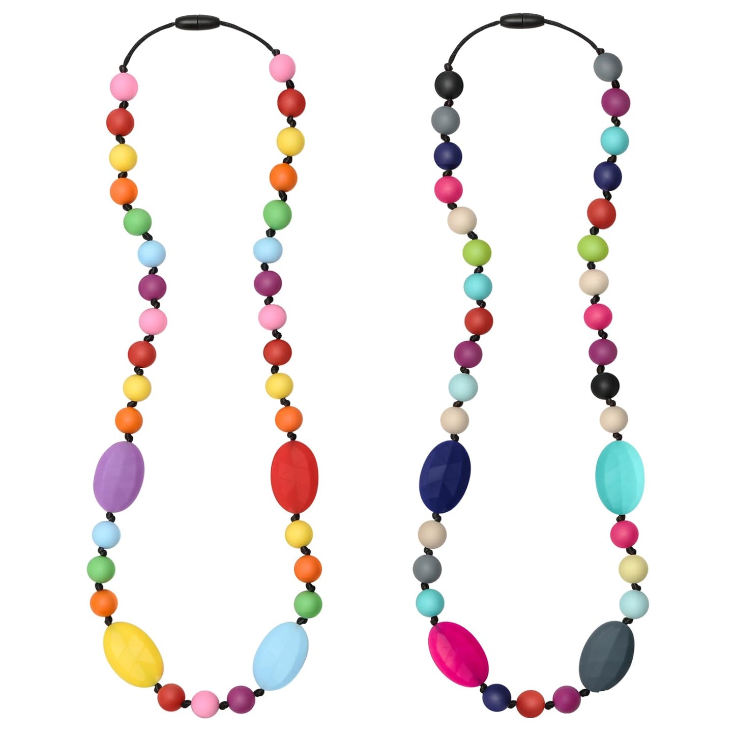 Chew Necklaces For Sensory Kids 2 Pack, Baby Silicone Teething Necklace, Nursing Necklace Breastfeeding Teether Toys, Bpa Free,