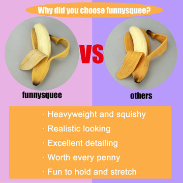 Funnysquee Banana Squishies Stress Relief Soft Scented Simulation Bananas Fruit Squeeze Toys Cute Birthday Gift Novelty Toy For Kids (Yellow Banana)