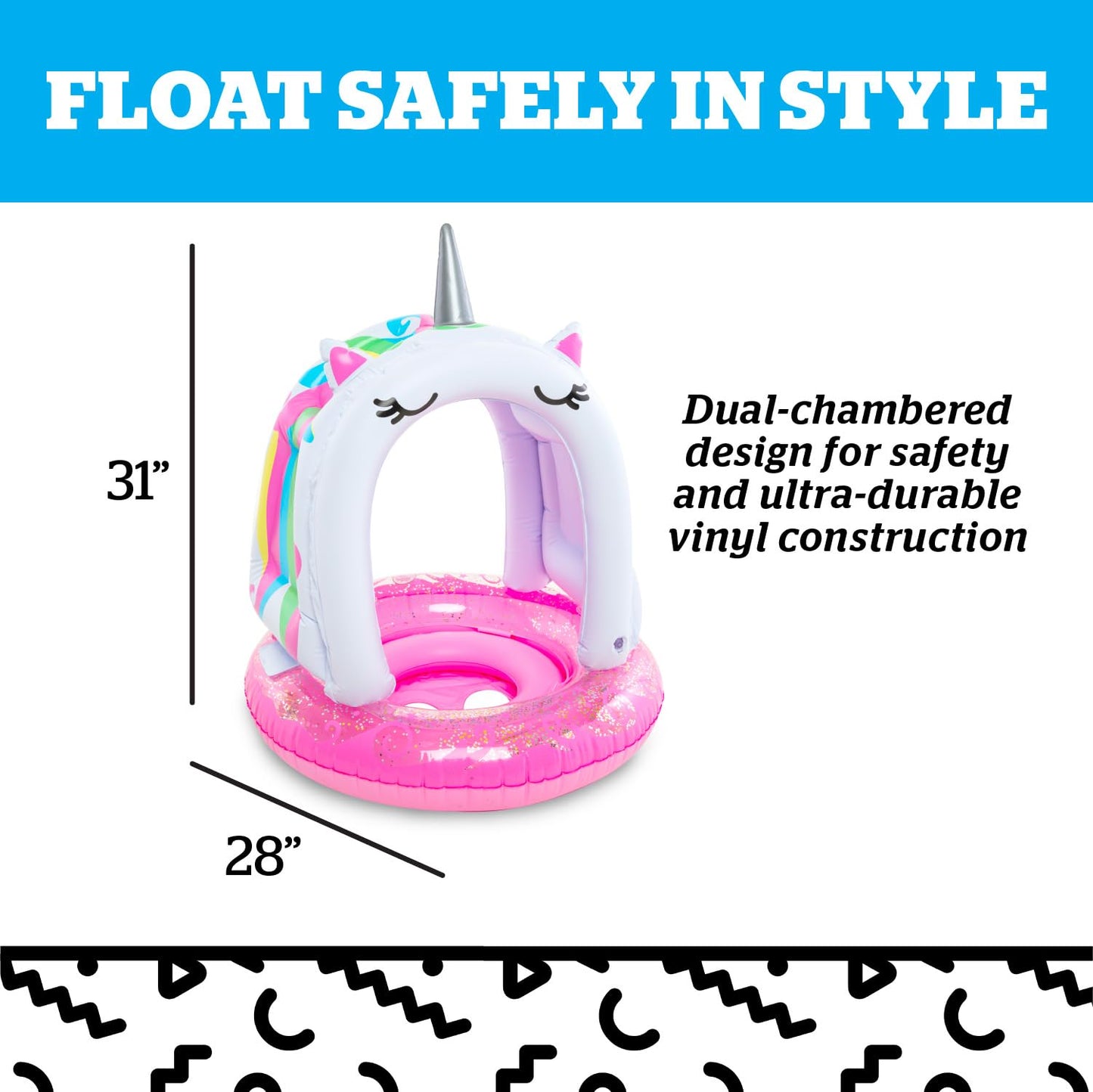 Bigmouth Bmlf-0035 Inflatable Unicorn Lil' Float With Canopy
