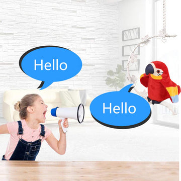 Talking Parrot Speaking Parrot Record Repeats Toy Talking Stuffed Animal Waving Wings Interactive Plush Toy Birthday Gift (Red)
