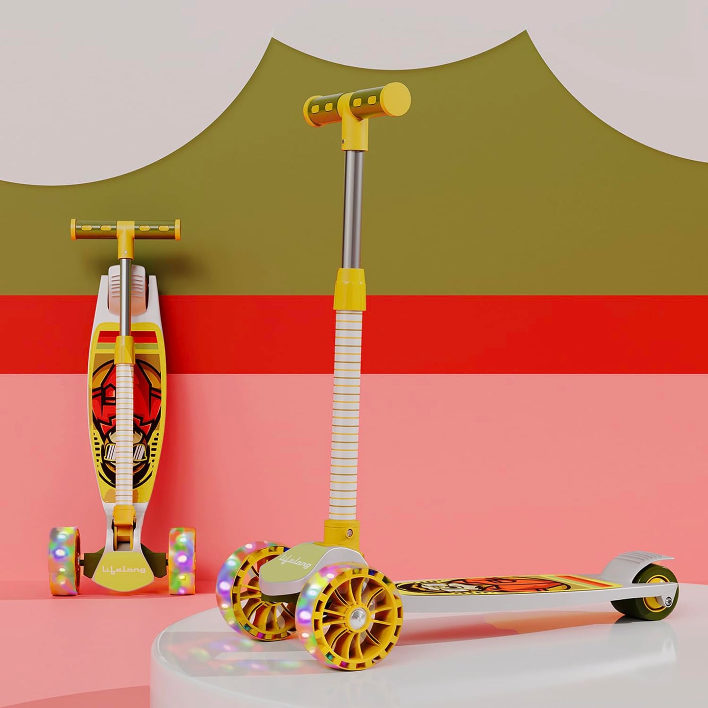 Lifelong Scooter For Kids 3+ Years - Foldable Kids With Pvc Led Wheels & Adjustable Height - Kick Capacity 50Kg- Baby Toys For 3